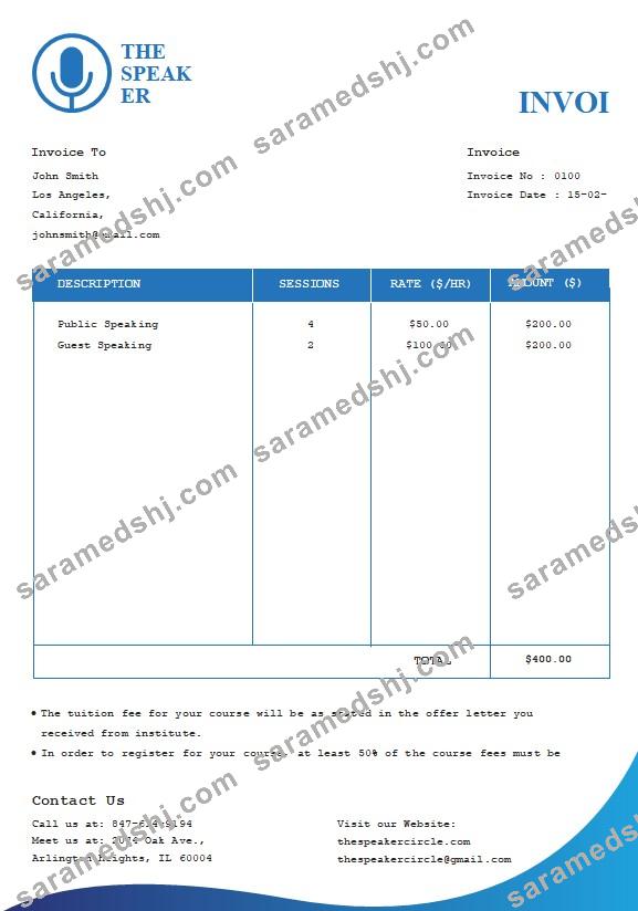 Free Speaker Invoice Template